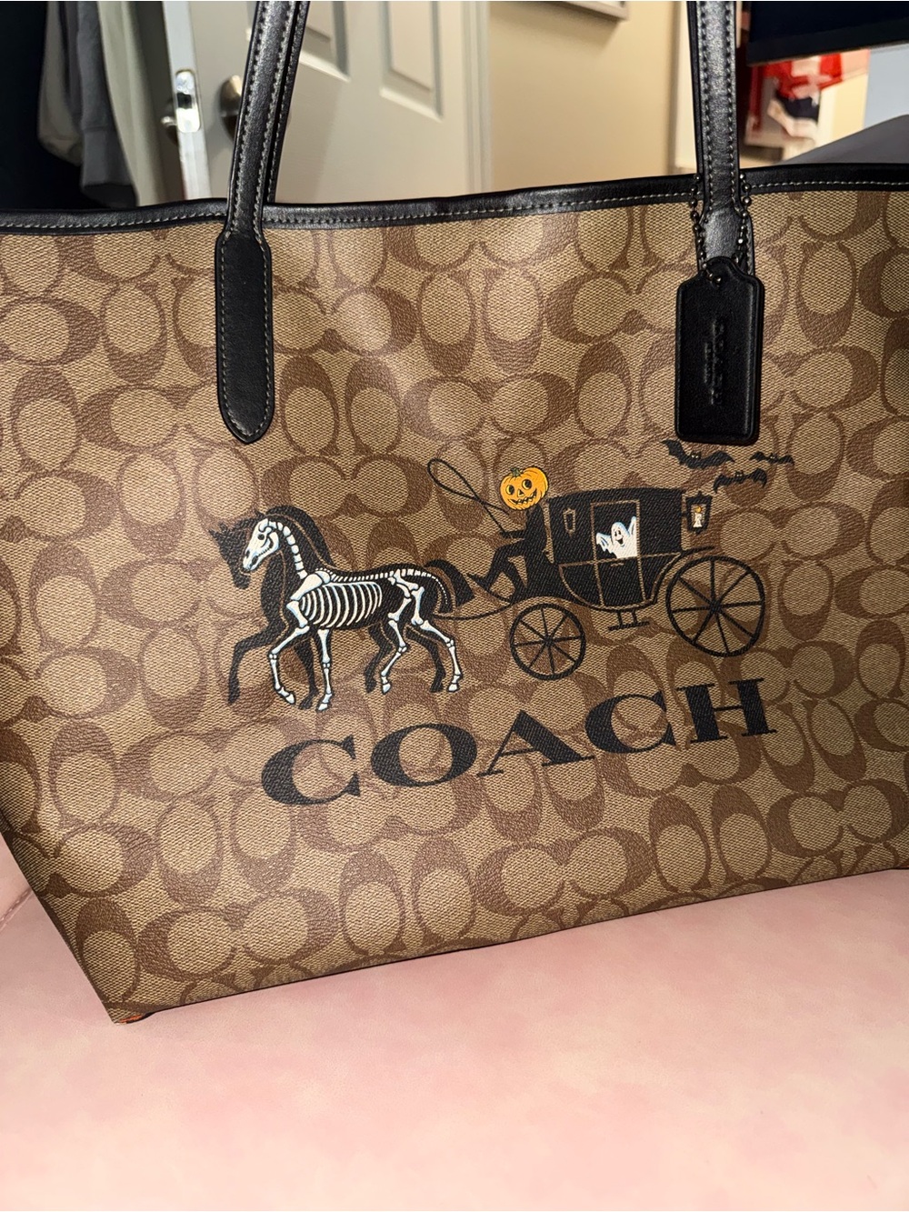 RARE Coach Brown Signature Halloween Horse & Carriage Tote